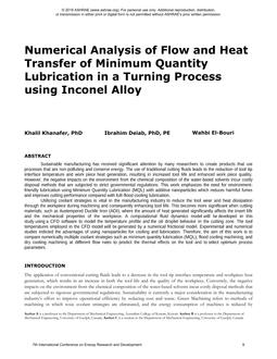 Numerical Analysis of Flow and Heat Transfer of Minimum Quantity Lubrication in a Turning Process using Inconel Alloy