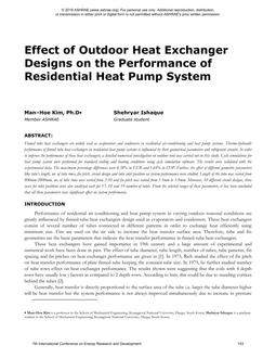 Effect of Outdoor Heat Exchanger Designs on the Performance of Residential Heat Pump System