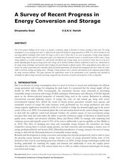 A Survey of Recent Progress in Energy Conversion and Storage