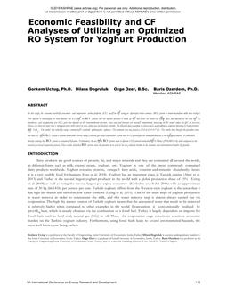 Economic Feasibility and CF Analyses of Utilizing an Optimized RO System for Yoghurt Production