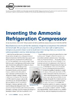 Inventing the Ammonia Refrigeration Compressor