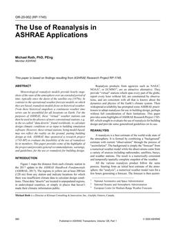 OR-20-002 — The Use of Reanalysis in ASHRAE Applications (RP-1745)