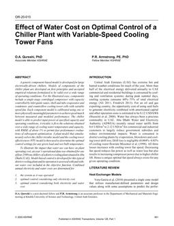 OR-20-010 — Effect of Water Consumption on Optimal Control of Chiller Plants with Variable-Speed Cooling Tower Fan