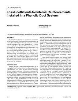 OR-20-019 — Loss Coefficients for Internal Reinforcements Installed in a Phenolic Duct System (RP-1764)