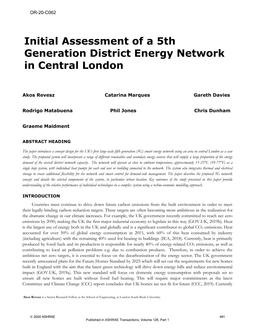 OR-20-C062 — Initial Assessment of a 5th Generation District Energy Network in Central London