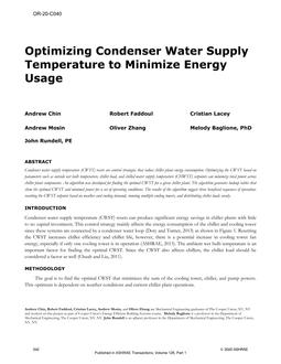 OR-20-C040 — Optimizing Condenser Water Supply Temperature to Minimize Energy Usage