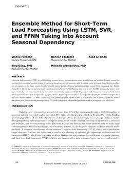 OR-20-C052 — Ensemble Method for Short-Term Load Forecasting Using LSTM, SVR, and FFNN Taking into Account Seasonal Dependency