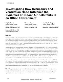 OR-20-C059 — Investigating How Occupancy and Ventilation Mode Influence the Dynamics of Indoor Air Pollutants in an Office Environment