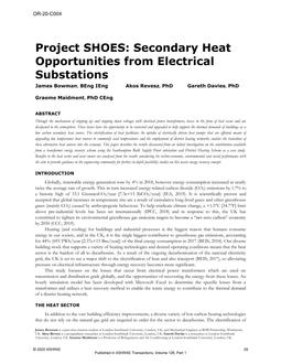 OR-20-C004 — Project SHOES: Secondary Heat Opportunities from Electrical Substations