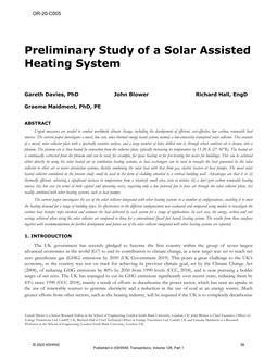 OR-20-C005 — Preliminary Study of a Solar Assisted Heating System