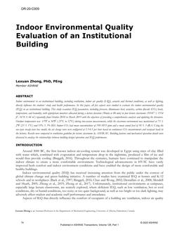 OR-20-C009 — Indoor Environmental Quality Evaluation of an Institutional Building