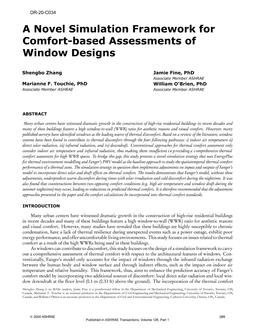 OR-20-C034 — A Novel Simulation Framework for Comfort-based Assessments of Window Designs