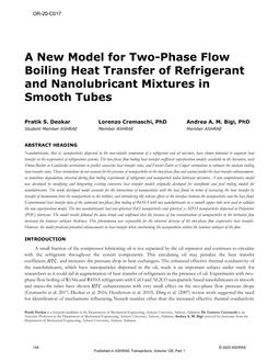 OR-20-C017 — A New Model for Two-Phase Flow Boiling Heat Transfer of Refrigerant and Nanolubricant Mixtures in Smooth Tubes