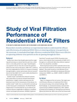 Study of Viral Filtration Performance of Residential HVAC Filters