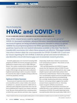 Filling the Knowledge Gaps: HVAC and COVID-19