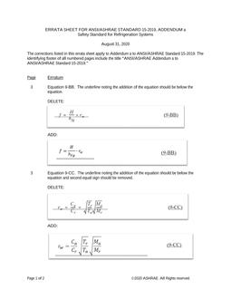 ASHRAE 15a-2019 Errata (August 31, 2020)