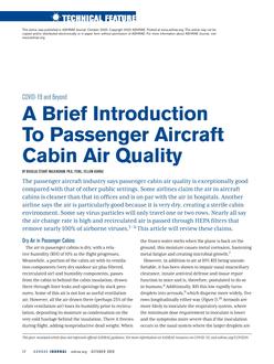 COVID-19 and Beyond: A Brief Introduction to Passenger Aircraft Cabin Air Quality