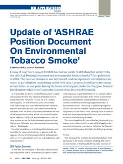 IEQ Applications: Update of "ASHRAE Position Document on Environmental Tobacco Smoke"