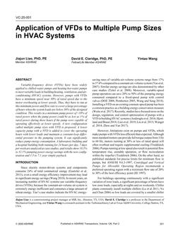 VC-20-001 — Application of VFDs to Multiple Pump Sizes in HVAC Systems