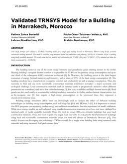 VC-20-A003 — Validated TRNSYS Model for a Building in Marrakech, Morocco