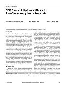 VC-20-006 — CFD Study of Hydraulic Shock in Two-Phase Anhydrous Ammonia (RP-1569)