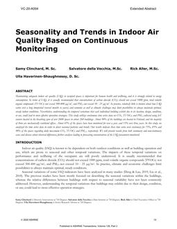 VC-20-A004 — Seasonality and Trends in Indoor Air Quality Based on Continuous Monitoring