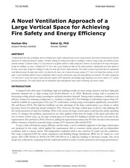 VC-20-A005 — A Novel Ventilation Approach of a Large Vertical Space for Achieving Fire Safety and Energy Efficiency