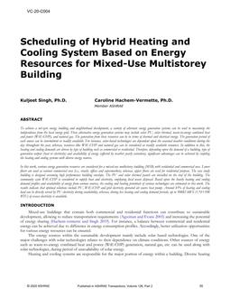 VC-20-C004 — Scheduling of Hybrid Heating and Cooling System Based on Energy Resources for Mixed-Used Multistory Building