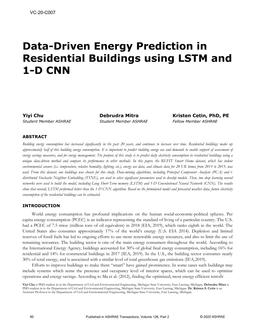 VC-20-C007 — Data-driven Energy Prediction in Residential Buildings using LSTM and 1-D CNN