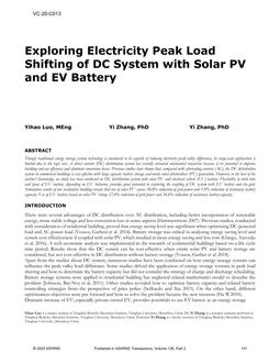 VC-20-C013 — Exploring Electricity Peak Load Shifting of DC System with Solar PV and EV Battery