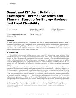 VC-20-C014 — Smart and Efficient Building Envelopes: Thermal Switches and Thermal Storage for Energy Savings and Load Flexibility