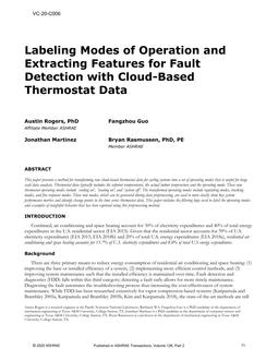 VC-20-C006 — Labeling Modes of Operation and Extracting Features for Fault Detection with Cloud-Based Thermostat Data