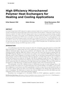 VC-20-C041 — High Efficiency Microchannel Polymer Heat Exchangers for Heating and Cooling Applications