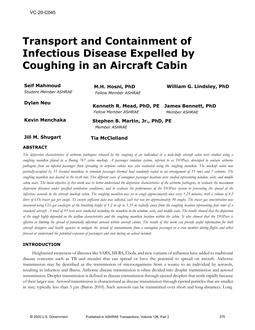 VC-20-C045 — Transport and Containment of Infectious Disease Expelled by Coughing in an Aircraft Cabin