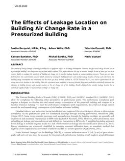 VC-20-C049 — The Effects of Leakage Location on Building Air Change Rate in a Pressurized Building