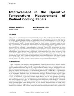 VC-20-C051 — Improvement in the Operative Temperature Measurement of Radiant Cooling Panels