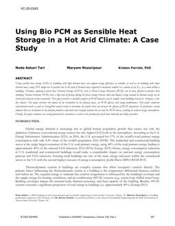 VC-20-C043 — Using Bio PCM as Sensible Heat Storage in a Hot Arid Climate: A Case Study