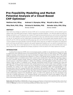 VC-20-C035 — Pre-Feasibility Modelling and Market Potential Analysis of a Cloud-Based CHP Optimiser