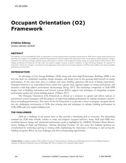 VC-20-C054 — Occupant Orientation (O2) Framework