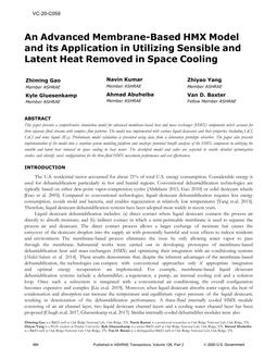 VC-20-C059 — An Advanced Membrane-Based HMX Model and its Application in Utilizing Sensible and Latent Heat Removed in Space Cooling