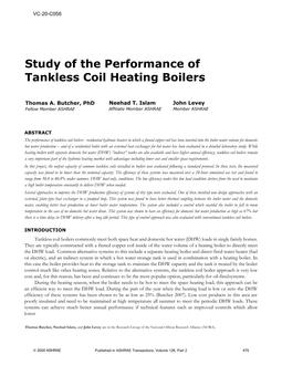 VC-20-C058 — Study of the Performance of Tankless Coil Heating Boilers