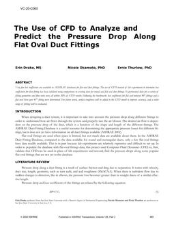 VC-20-C060 — The Use of CFD to Analyze and Predict the Pressure Drop Along Flat Oval Duct Fittings