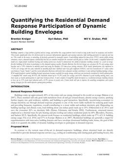 VC-20-C062 — Quantifying the Residential Demand Response Participation of Dynamic Building Envelopes