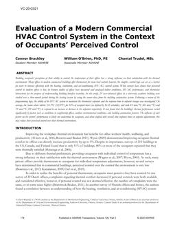 VC-20-C021 — Evaluation of a Modern Commercial HVAC Control System in the Context of OccupantsÂ¿ Perceived Control