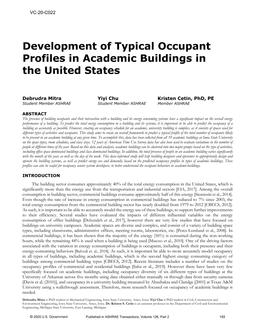 VC-20-C022 — Development of Typical Occupant Profiles in Academic Buildings in the United States