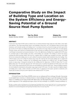 VC-20-C023 — Comparative Study on the Impact of Building Type and Location on the System Efficiency and Energy-Saving Potential of a Ground Source Heat Pump System