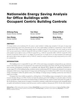 VC-20-C026 — Nationwide Energy Saving Analysis for Office Buildings with Occupant Centric Building Controls