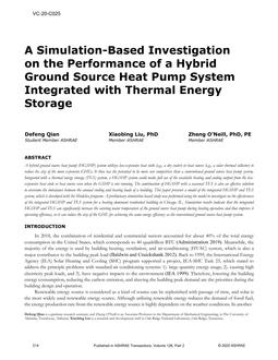 VC-20-C025 — A Simulation-Based Investigation on the Performance of a Hybrid Ground Source Heat Pump System Integrated with Thermal Energy Storage