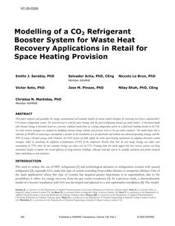 VC-20-C028 — Modelling of a CO2 Refrigerant Booster System for Waste Heat Recovery Applications in Retail for Space Heating Provision