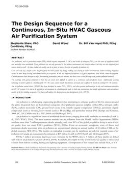 VC-20-C029 — The Design Sequence for a Continuous, In-Situ HVAC Gaseous Air Purification System